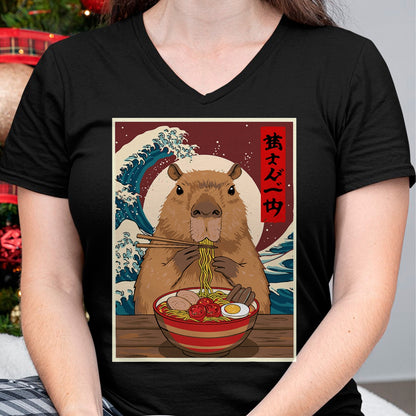 Cute Capybara Shirt, Funny Capybara Unisex T-Shirt/Hoodie/Sweatshirt HLT00 - Capybara Ramen Japanese Funny Graphic Tee Kawaii Anime Gifts T-Shirt