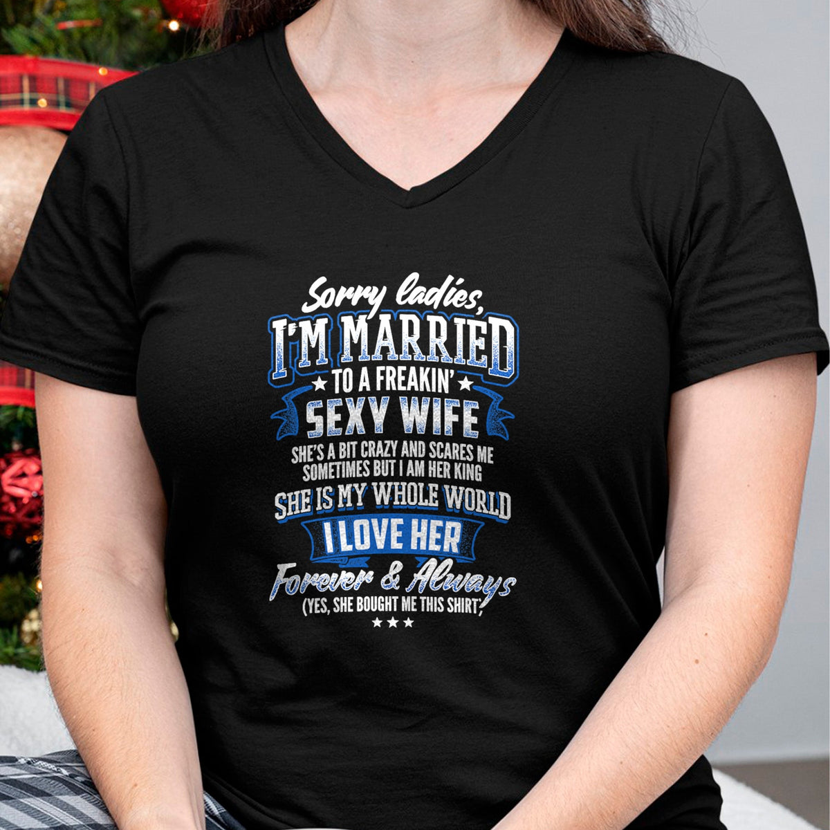 Best Wife Shirt, Wife and Husband Unisex T-Shirt/Hoodie/Sweatshirt HLT00 - Sorry Ladies I'm Married To A Freaking Awesome Wife Shirt T-Shirt (1)