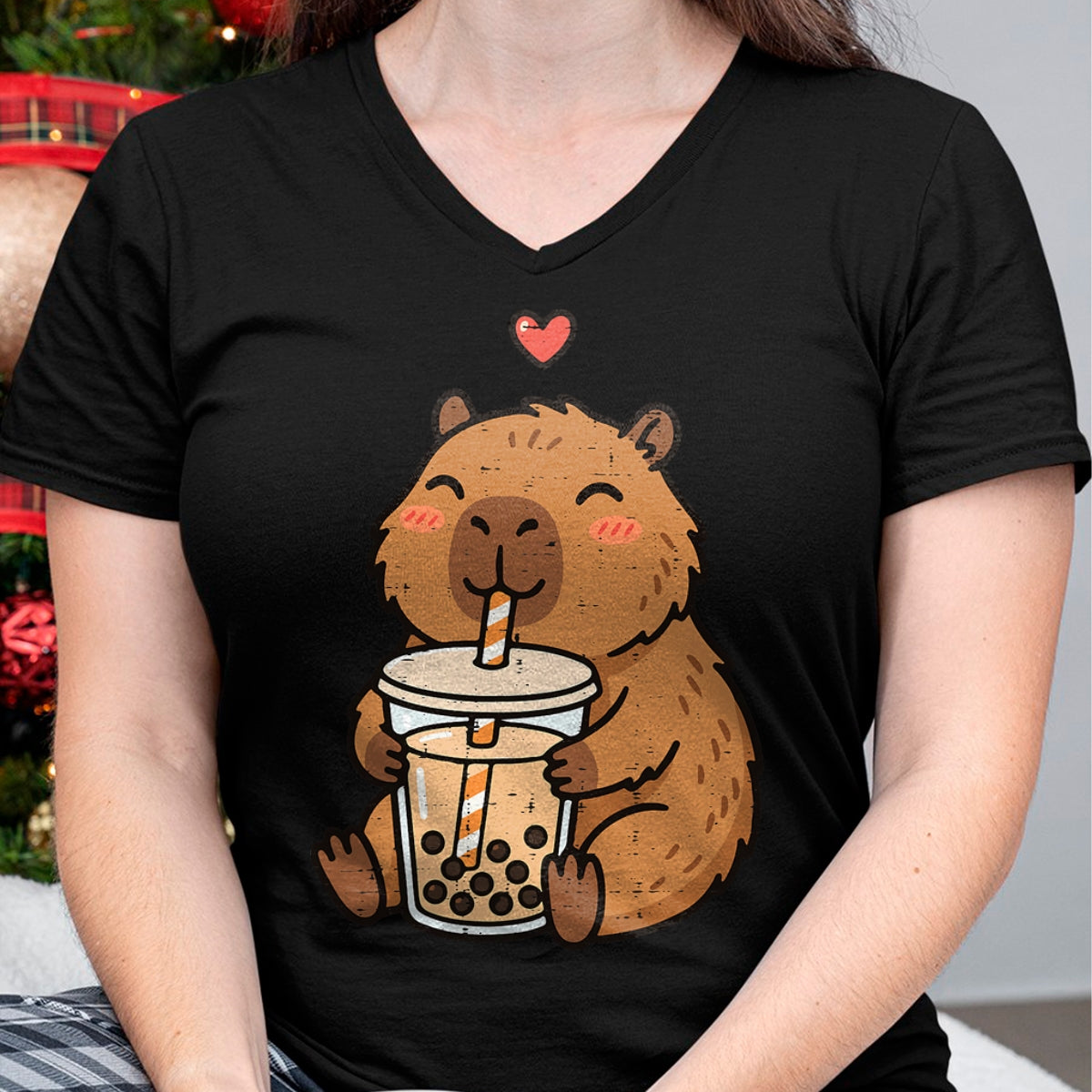 Cute Capybara Shirt, Funny Capybara UnisexT-Shirt/Hoodie/Sweatshirt HLT00 - Capybara Boba Bubble Milk Tea Cute Capy Rodent Men Women Kid T-Shirt