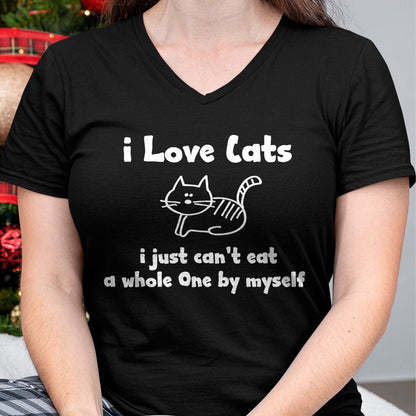 Cat Love Shirt, Funny Cat Lover Gift UnisexT-Shirt/Hoodie/Sweatshirt HLT00 - I Love Cats I just cant eat a whole one T-Shirt (1)