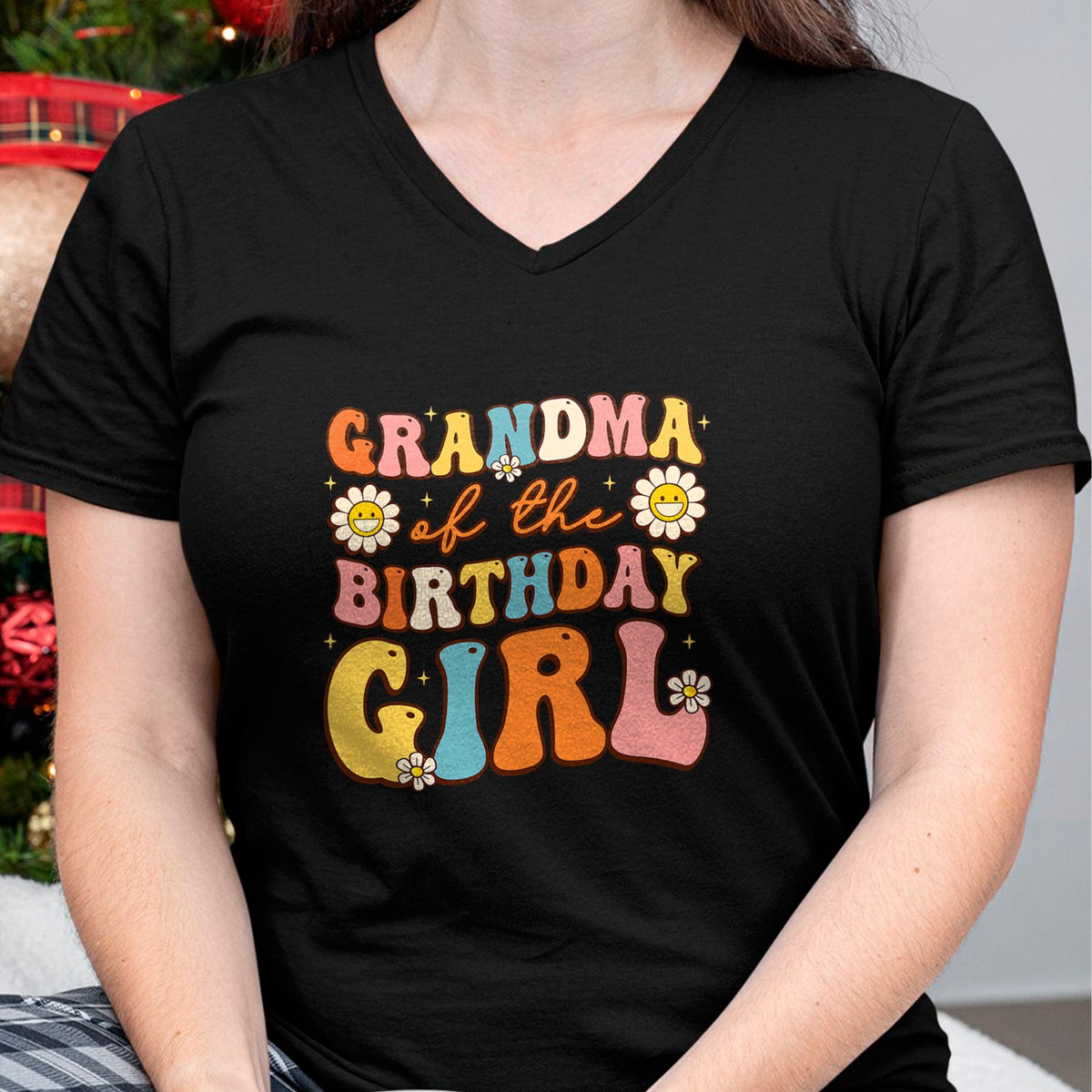 Best Grandma Shirt, Proud Grandma Unisex T-Shirt/Hoodie/Sweatshirt HLT00 - Grandma Of The Birthday Girl Granddaughter Groovy Retro T-Shirt