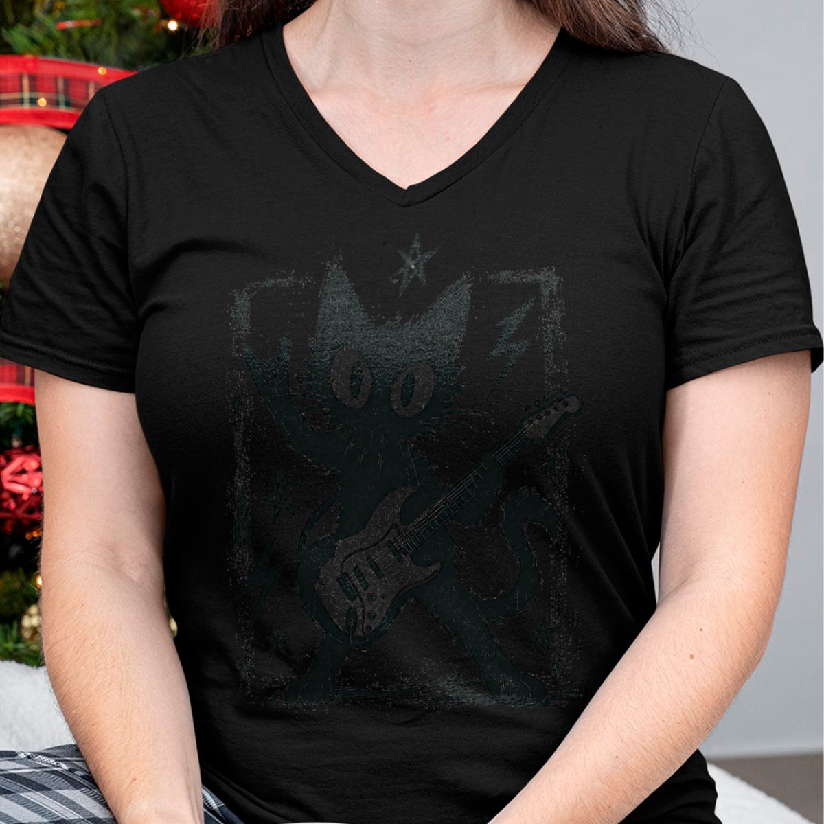 Guitar Lover Shirt, Funny Guitar UnisexT-Shirt/Hoodie/Sweatshirt HLT00 - Cat Playing Guitar Rock Star Rock N Roll Y2k Men Women Kids T-Shirt