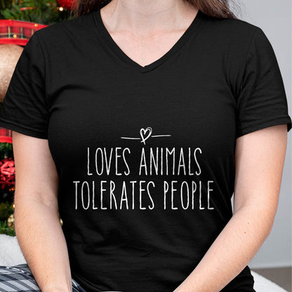 Cat Love Shirt, Funny Cat Lover Gift UnisexT-Shirt/Hoodie/Sweatshirt HLT00 - loves animals tolerates people quote Cat Lover & Dog Love T-Shirt