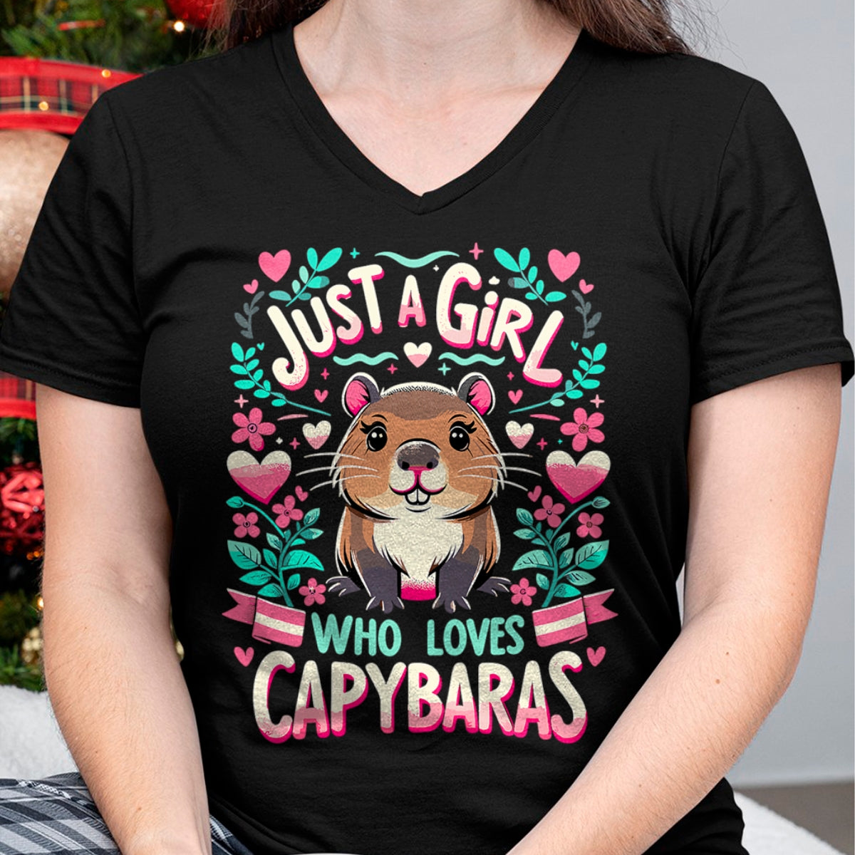 Cute Capybara Shirt, Funny Capybara Unisex T-Shirt/Hoodie/Sweatshirt HLT00 - Capybara Just a Girl who loves Capybaras T-Shirt