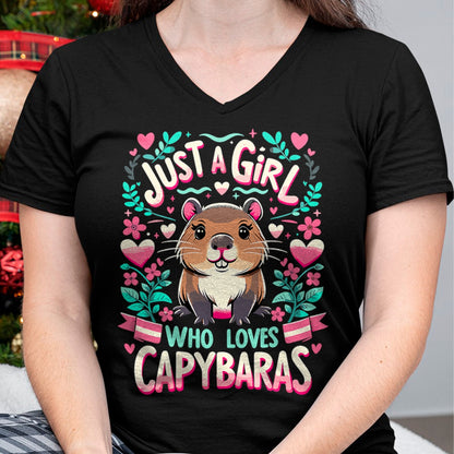 Cute Capybara Shirt, Funny Capybara Unisex T-Shirt/Hoodie/Sweatshirt HLT00 - Capybara Just a Girl who loves Capybaras T-Shirt