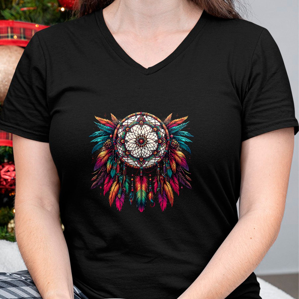 Native American T-Shirts, Vintage Native American Unisex T-Shirt/Hoodie/Sweatshirt HLT00 - Colorful Dreamcatcher Feather Tee Art Native American Indian