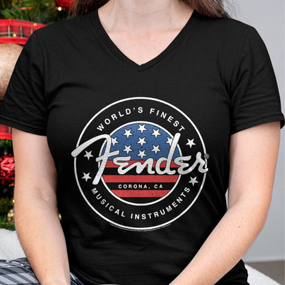Guitar Lover Shirt, Funny Guitar UnisexT-Shirt/Hoodie/Sweatshirt HLT00 - Fender American Flag Circle Stamp Logo T-Shirt