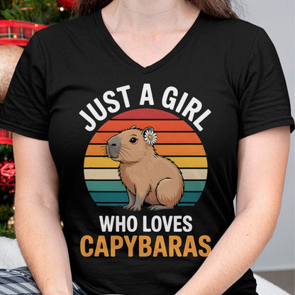 Cute Capybara Shirt, Funny Capybara Unisex T-Shirt/Hoodie/Sweatshirt HLT00 - Girls Capybara T-Shirt (1)