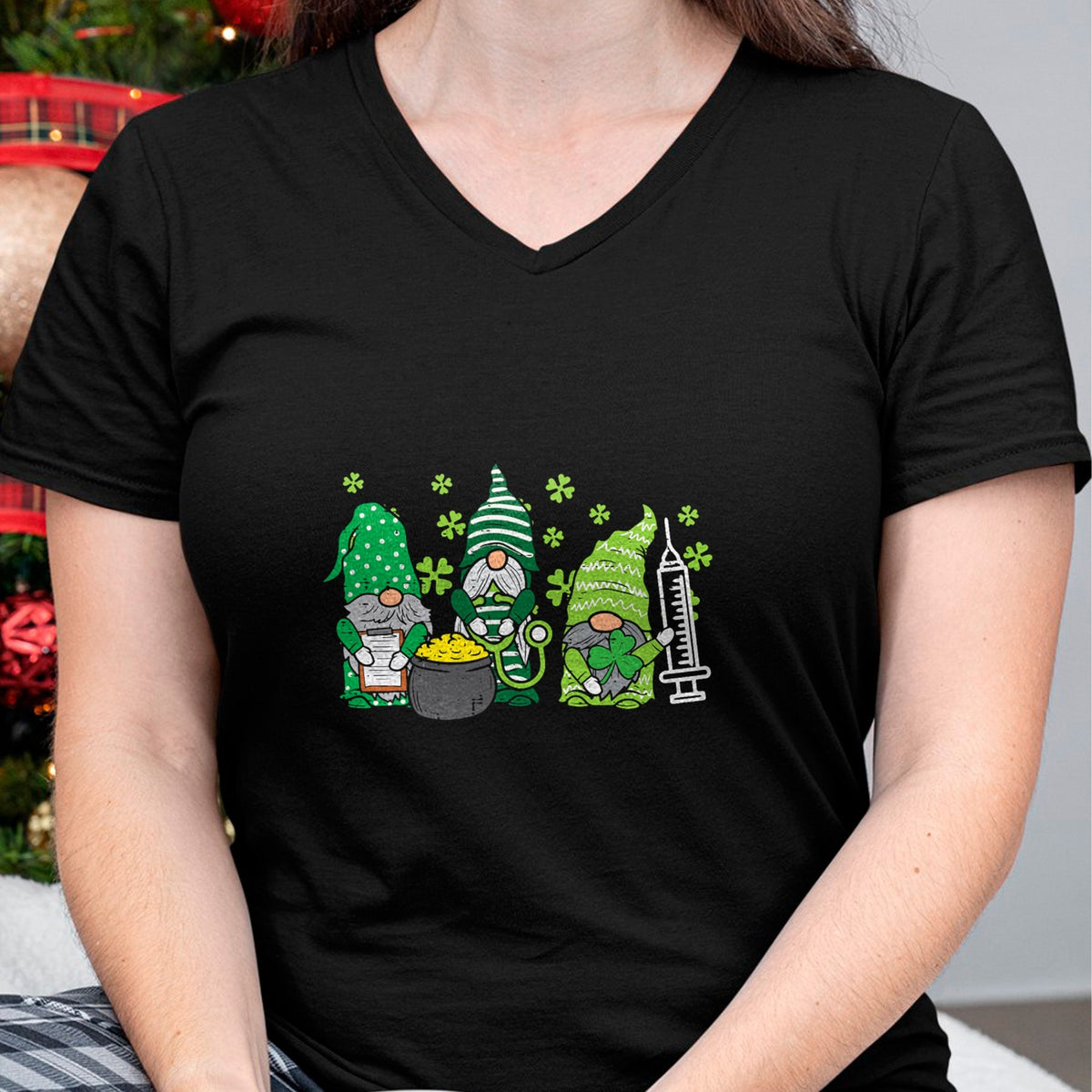 Funny Nurse Shirt, Nurse Unisex T-Shirt/Hoodie/Sweatshirt HLT00 - Gnome Nurses Saint Pattys Scrub Nurse St Patricks Day Women T-Shirt