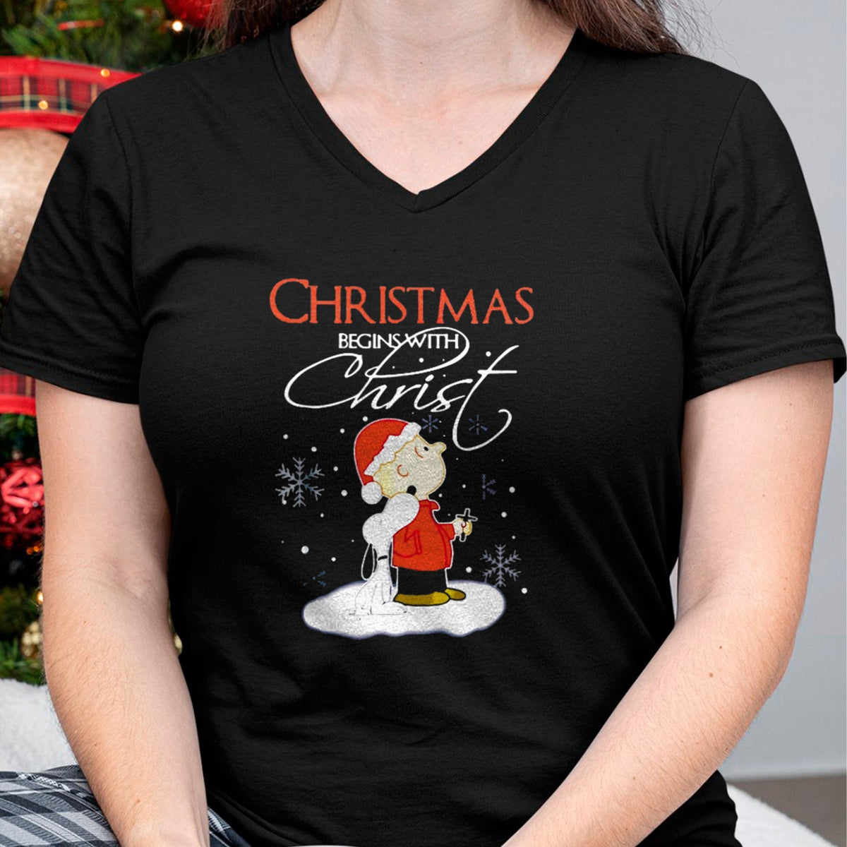 Christian Tee, Christian Faith Unisex T-Shirt/Hoodie/Sweatshirt HLT00 - Christmas Begins With Christ Xmas Gift Holiday costume T-Shirt