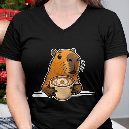 Cute Capybara Shirt, Funny Capybara Unisex T-Shirt/Hoodie/Sweatshirt HLT00 - Capybara Coffee Lover Latte Art Funny Capybara T-Shirt