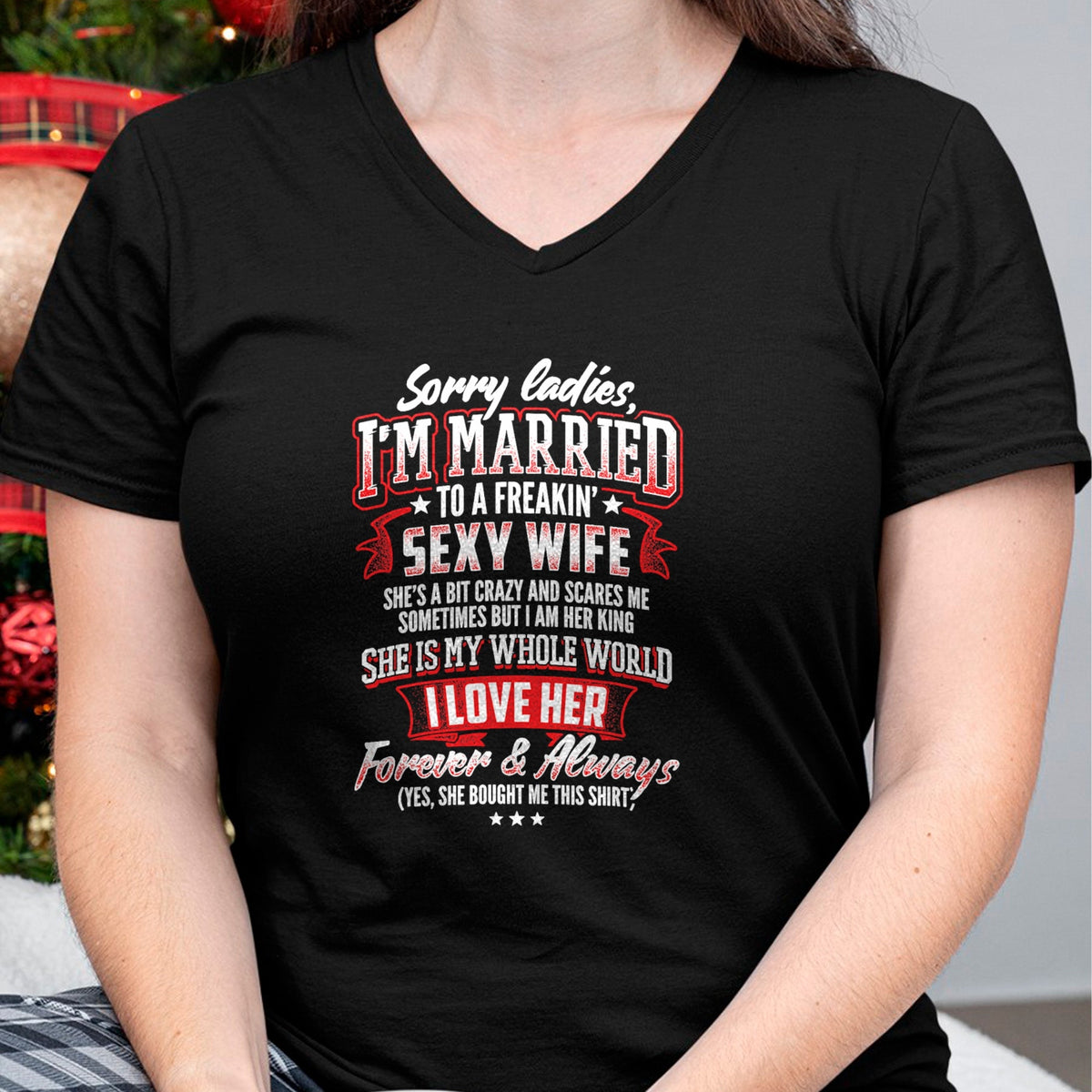 Best Wife Shirt, Wife and Husband Unisex T-Shirt/Hoodie/Sweatshirt HLT00 - Gift for wife T shirt, lucky wife   Sorry Ladies I'm Married To A Freaking Awesome Wife Shirt T-Shir