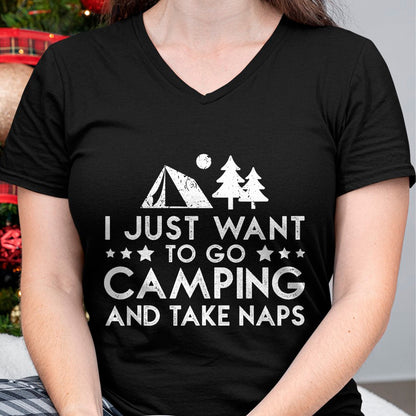 Funny Camping Shirt, Gift For Camping Lover Unisex T-Shirt/Hoodie/Sweatshirt HLT00 - I Just Want To Go Camping And Take Naps T-Shirt T-Shirt