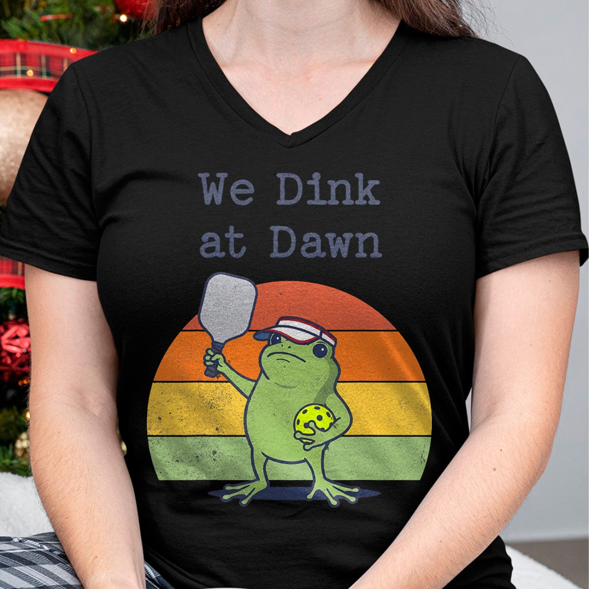 Funny Pickleball Shirt, Pickleball Lover Unisex T-Shirt/Hoodie/Sweatshirt HLT00 - We Dink at Dawn Funny Pickleball Frog Player T-Shirt