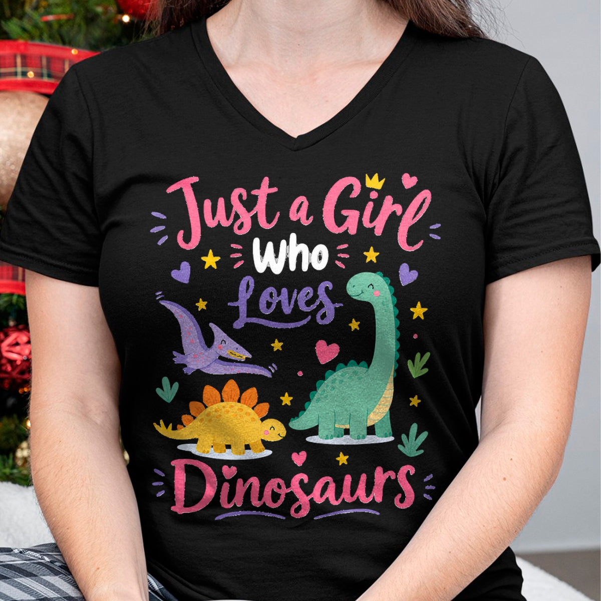 Best Dinosaur Lover Shirt, Funny Dinosaur UnisexT-Shirt/Hoodie/Sweatshirt HLT00 - Just a Girl Who Loves Dinosaurs Cartoon Design T-Shirt