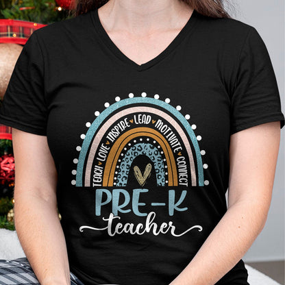Best Student Shirt, Funny Back To School UnisexT-Shirt/Hoodie/Sweatshirt HLT00 - Pre-K Teacher Leopard Boho Rainbow Back to School T-Shirt