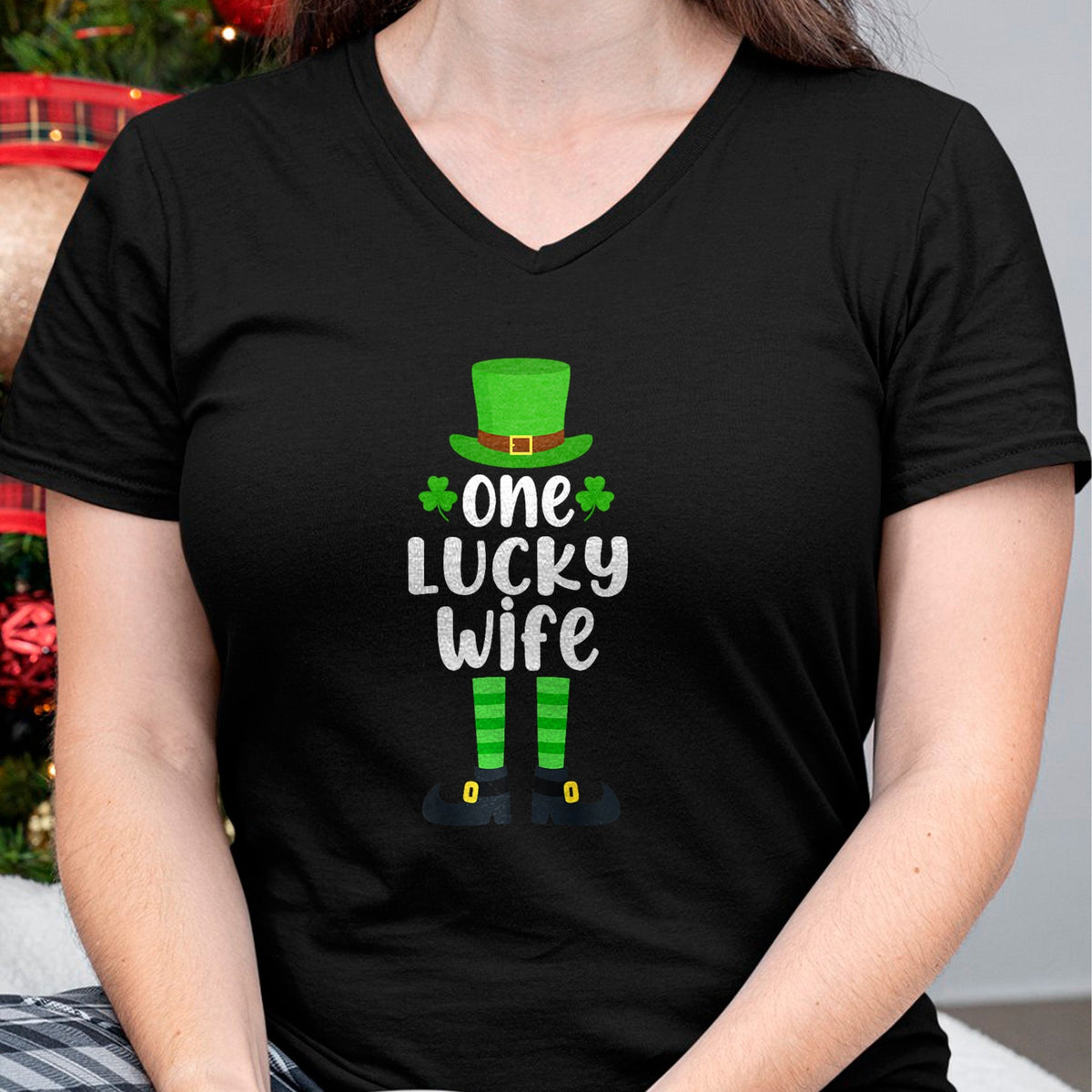 Best Wife Shirt, Wife and Husband Unisex T-Shirt/Hoodie/Sweatshirt HLT00 - Gift for wife T shirt, lucky wife   One Lucky Wife Funny St Patricks Day Lucky Shamrock Premium T-Sh