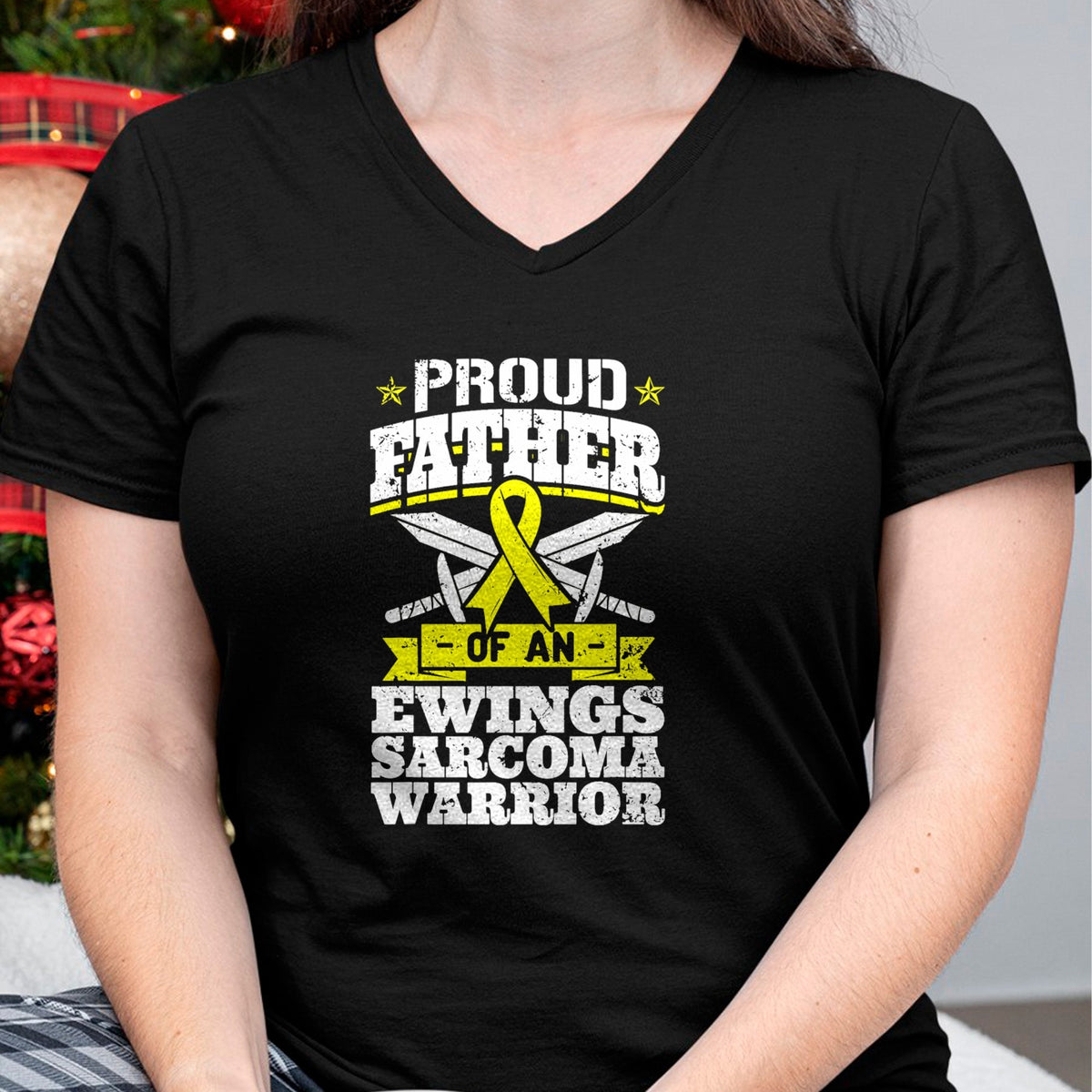 Gift for Dad Shirt, Funny Dad Unisex T-Shirt/Hoodie/Sweatshirt HLT00 – Proud Father Of An Ewings Sarcoma Warrior Awareness Ribbon T-Shirt