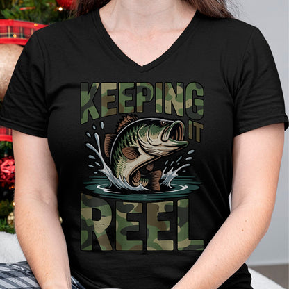 Funny Fishing Shirt, Gift For Fishing Lover Unisex T-Shirt/Hoodie/Sweatshirt HLT00 - Youth Camo Fishing Bass Fish Keeping It Reel Funny Fishing T-Shirt
