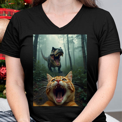 Best Dinosaur Lover Shirt, Funny Dinosaur UnisexT-Shirt/Hoodie/Sweatshirt HLT00 -Cat Selfie with T-Rex Dinosaur T-Shirt, Men, Black, 3X-Large