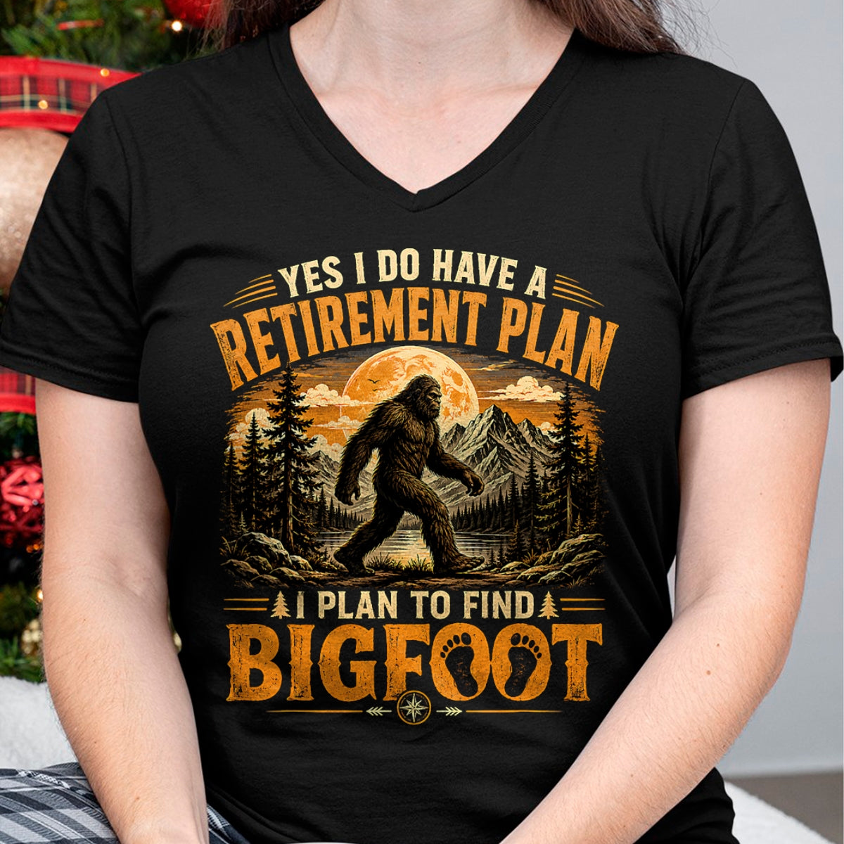 Funny Camping Shirt, Gift For Camping Lover Unisex T-Shirt/Hoodie/Sweatshirt HLT00 - Vintage Bigfoot Mountain Explorer Retirement Plan Merch T-Shirt