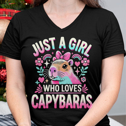 Cute Capybara Shirt, Funny Capybara Unisex T-Shirt/Hoodie/Sweatshirt HLT00 - Capybara Just a Girl who loves Capybaras T-Shirt (3)