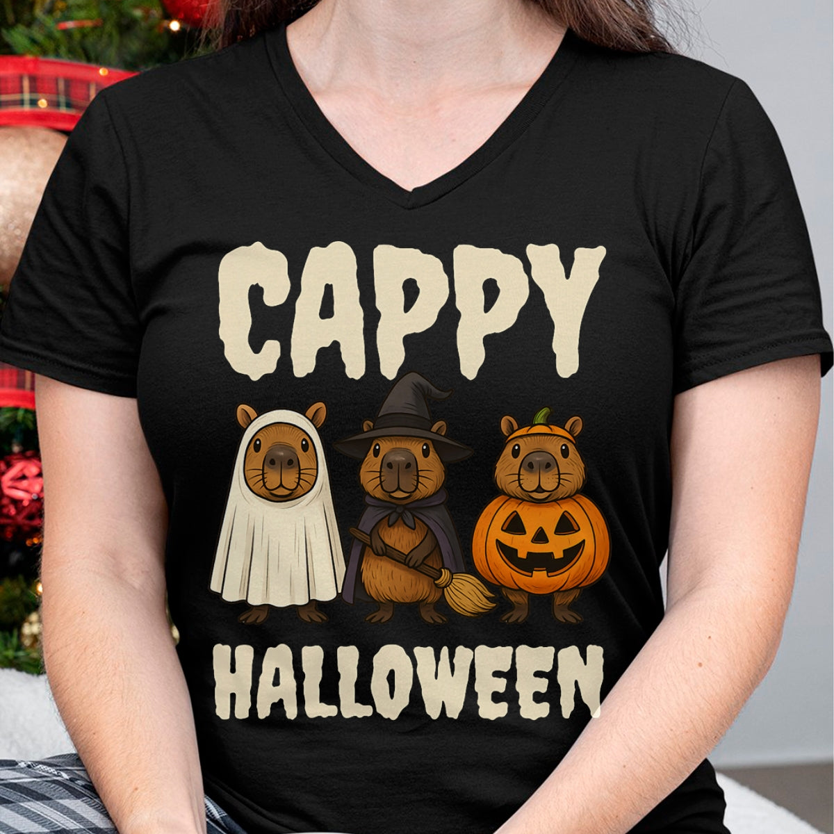 Cute Capybara Shirt, Funny Capybara UnisexT-Shirt/Hoodie/Sweatshirt HLT00 - Cappy Halloween Funny Capybara Ghost Witch Pumpkin Spooky T-Shirt