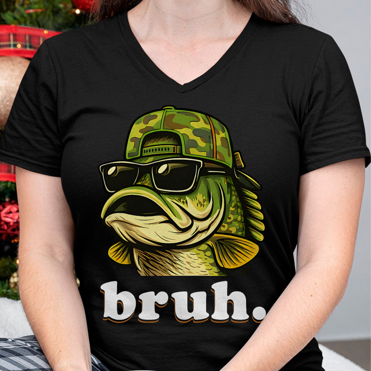 Funny Fishing Shirt, Gift For Fishing Lover Unisex T-Shirt/Hoodie/Sweatshirt HLT00 - Bruh Fishing Camo Bass Fish Funny Boys Kids Camouflage T-Shirt