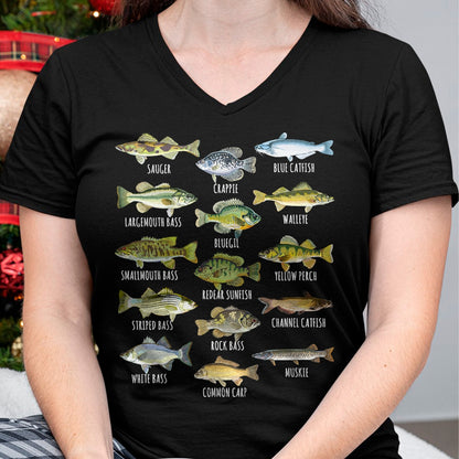 Funny Fishing Shirt, Gift For Fishing Lover Unisex T-Shirt/Hoodie/Sweatshirt HLT00 - Kids Fish Species Biology Types of Freshwater Fish Fishing T-Shirt
