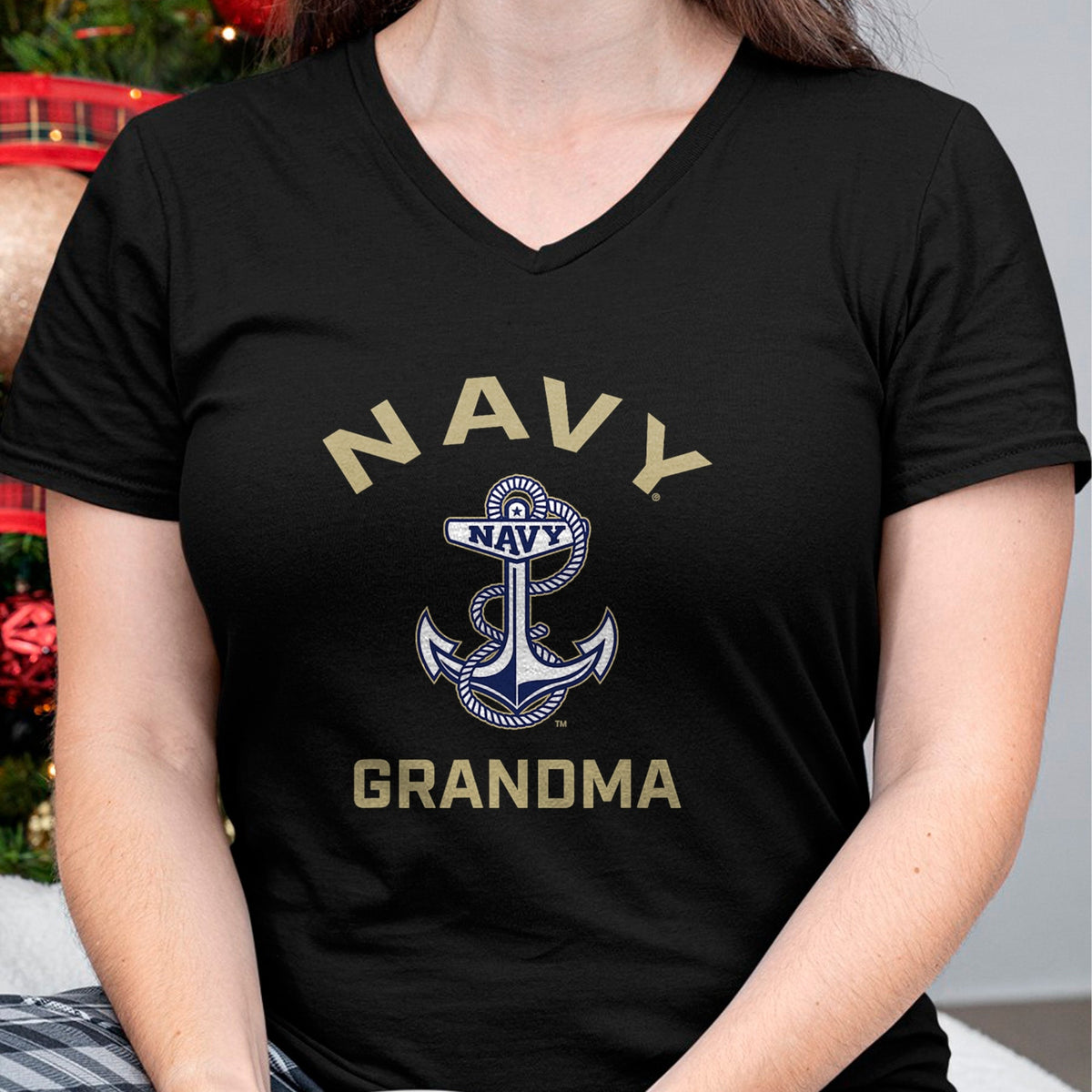 Best Grandma Shirt, Proud Grandma Unisex T-Shirt/Hoodie/Sweatshirt HLT00 - US Naval Academy Navy Midshipmen Arched Grandma T-Shirt