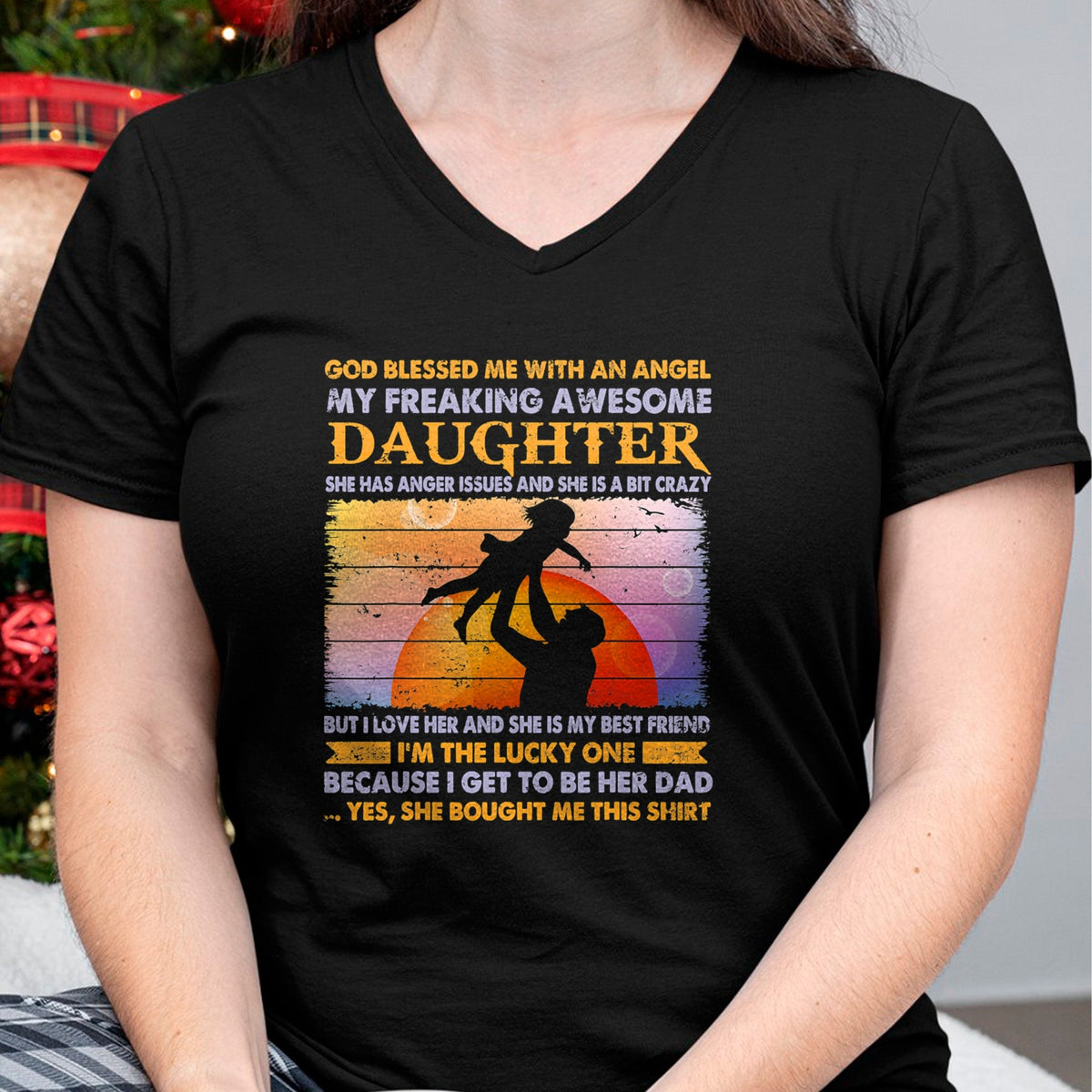 Gift for Dad Shirt, Funny Dad Unisex T-Shirt/Hoodie/Sweatshirt HLT00 – Father_s day from daughter blessed lucky dad T-Shirt