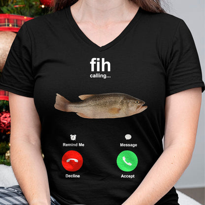 Funny Fishing Shirt, Gift For Fishing Lover Unisex T-Shirt/Hoodie/Sweatshirt HLT00 - Fih Calling Remind me Message Decline Accept Phone Call Fish T-Shirt
