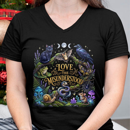 Cat Love Shirt, Funny Cat Lover Gift UnisexT-Shirt/Hoodie/Sweatshirt HLT00 - Love The Misunderstood Bat Raven Cat Snake Spider Frog Moth T-Shirt (1)