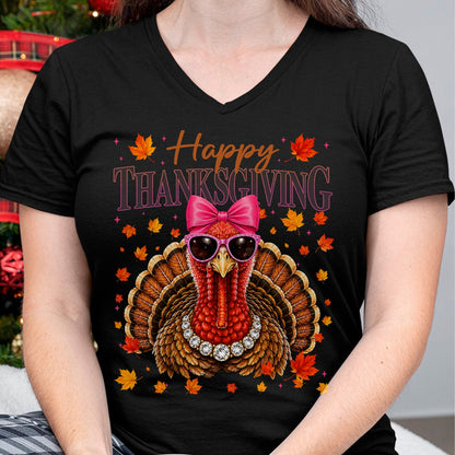 Best Thanksgiving Family Shirt , Funny Thanksgiving UnisexT-Shirt/Hoodie/Sweatshirt HLT00 - Happy Thanksgiving Turkey Coquette Thankful Fall Women Girl T-Shirt