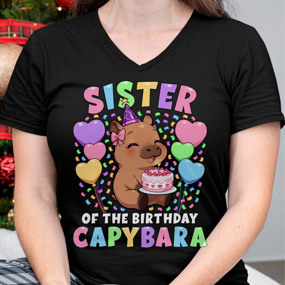 Cute Capybara Shirt, Funny Capybara UnisexT-Shirt/Hoodie/Sweatshirt HLT00 - Capybara Birthday Family Sister of The Birthday Capybara T-Shirt
