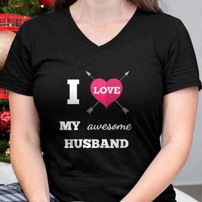 Best Wife Shirt, Wife and Husband Unisex T-Shirt/Hoodie/Sweatshirt HLT00 - I Love My Awesome Husband Shirt Heart & Arrow Cool Wife Tee T-Shirt
