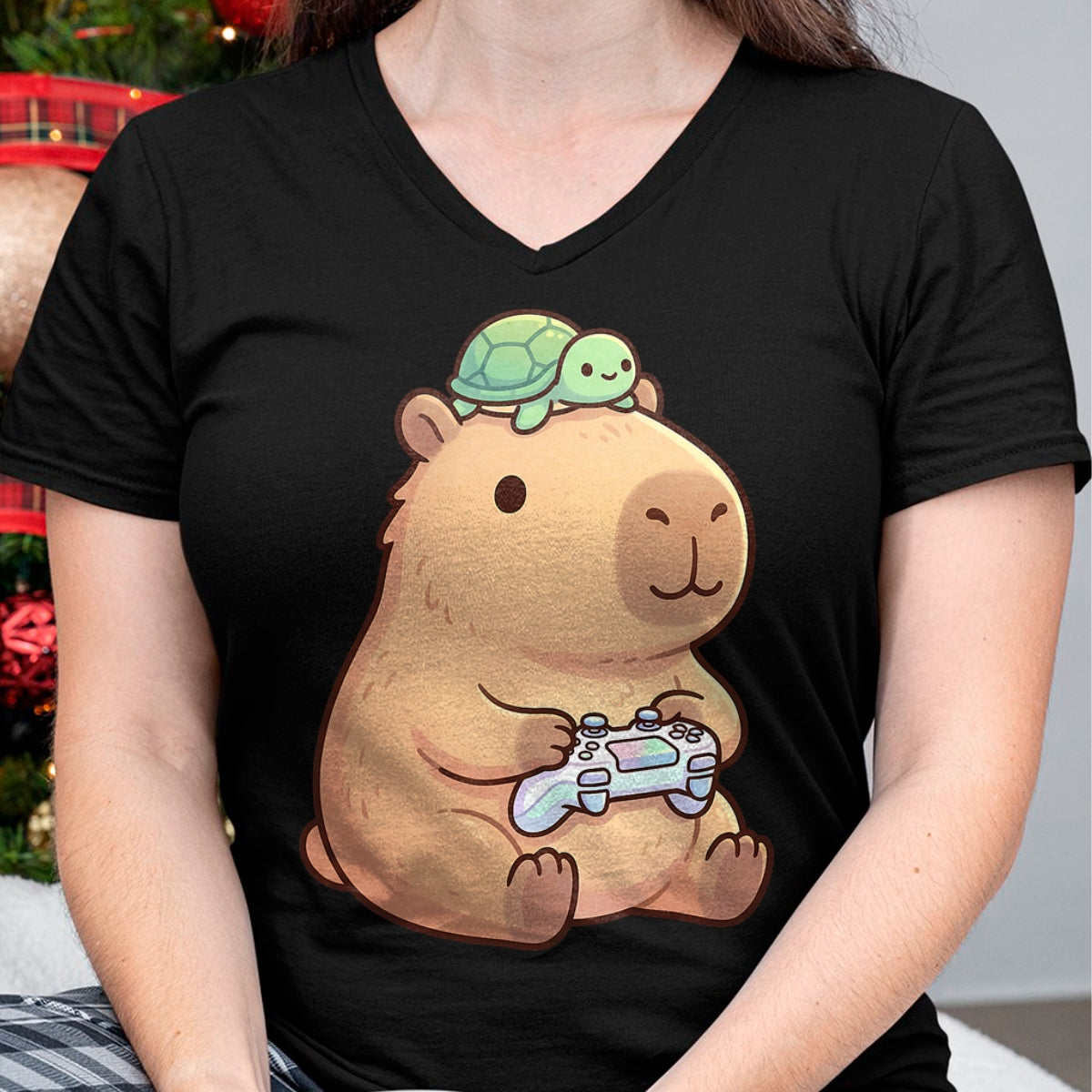 Cute Capybara Shirt, Funny Capybara Unisex T-Shirt/Hoodie/Sweatshirt HLT00 - Cute Capybara Anime Gamer Turtle Funny Graphic Kawaii T-Shirt