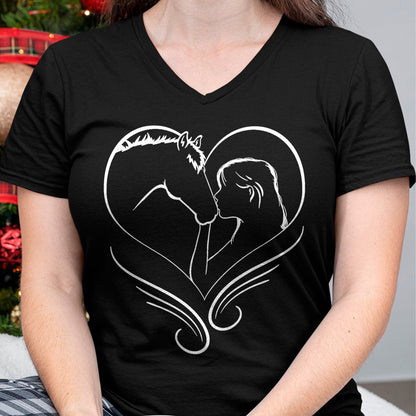 Best Horse Lover Shirt , Funny Horse UnisexT-Shirt/Hoodie/Sweatshirt HLT00 - Girl Kisses Horse Heart Rider Silhouette T-Shirt