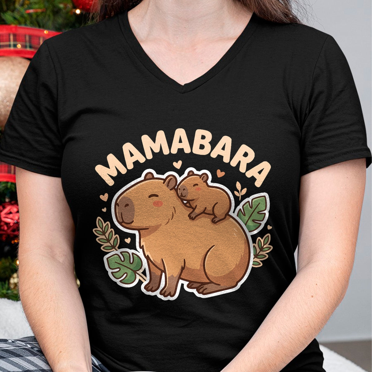 Cute Capybara Shirt, Funny Capybara Unisex T-Shirt/Hoodie/Sweatshirt HLT00 - Mamabara Capybara Mother T-Shirt (2)