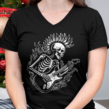 Guitar Lover Shirt, Funny Guitar UnisexT-Shirt/Hoodie/Sweatshirt HLT00 - Punk Rock Skeleton Electric Guitar Rocker Men Boys Kids T-Shirt, Men, Black, Large