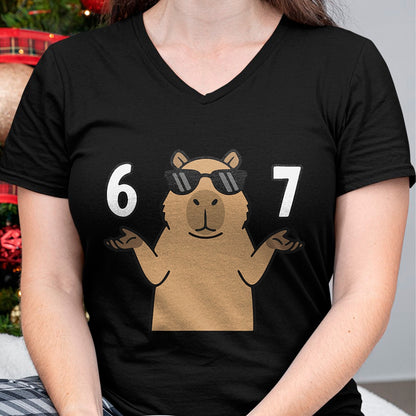 Cute Capybara Shirt, Funny Capybara UnisexT-Shirt/Hoodie/Sweatshirt HLT00 - 67 Meme Capybara Shirt 6 7 Hand Gesture Kids Slang Six Seven T-Shirt