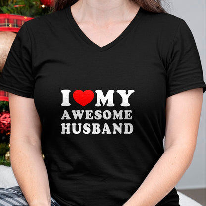 Best Wife Shirt, Wife and Husband Unisex T-Shirt/Hoodie/Sweatshirt HLT00 - I Love My Awesome Husband I Heart My Husband Love Husband T-Shirt (1)