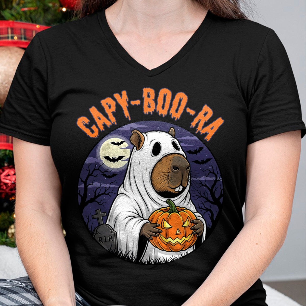 Cute Capybara Shirt, Funny Capybara UnisexT-Shirt/Hoodie/Sweatshirt HLT00 - Capy-Boo-Ra Cute Capybara Boo Ghost Funny Cappy Halloween T-Shirt