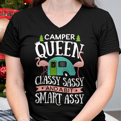 Funny Camping Shirt, Gift For Camping Lover Unisex T-Shirt/Hoodie/Sweatshirt HLT00 - Camper Queen Classy Sassy Smart Funny Women Girls Camping RV T-Shirt, Men, Black, 3X-Large