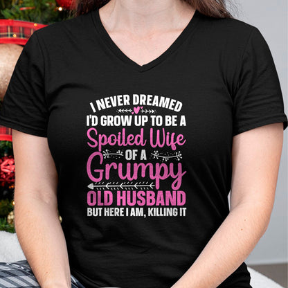 Best Wife Shirt, Wife and Husband Unisex T-Shirt/Hoodie/Sweatshirt HLT00 - Funny Spoiled Wife Art For Women Girls Grumpy Old Husband T-Shirt