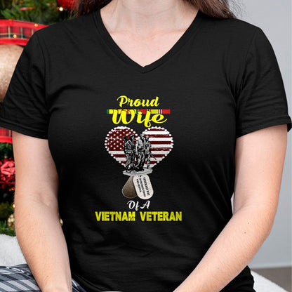Best Wife Shirt, Wife and Husband Unisex T-Shirt/Hoodie/Sweatshirt HLT00 - Gift for wife T shirt, lucky wife   Proud Wife Of A Vietnam Veteran T shirt