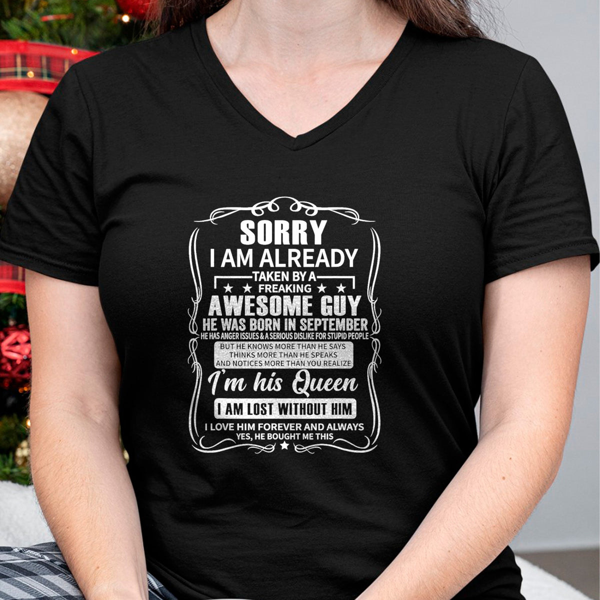 Best Wife Shirt, Wife and Husband Unisex T-Shirt/Hoodie/Sweatshirt HLT00 - I Am Already Taken By Freaking Awesome Guy Born in September T-Shirt