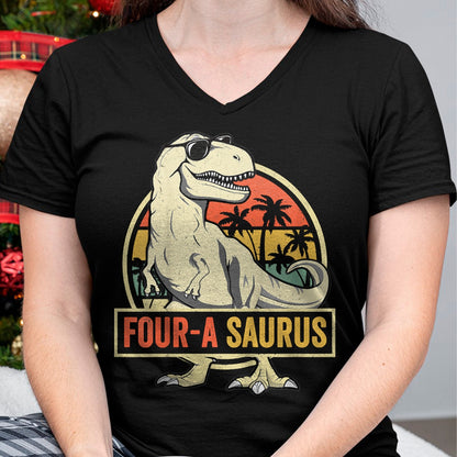 Best Dinosaur Lover Shirt, Funny Dinosaur UnisexT-Shirt/Hoodie/Sweatshirt HLT00 - Four a Saurus Birthday T Rex 4 Year Old Dino 4th Dinosaur T-Shirt