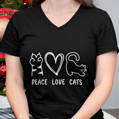 Cat Love Shirt, Funny Cat Lover Gift UnisexT-Shirt/Hoodie/Sweatshirt HLT00 - Peace Love Cats Design T-Shirt