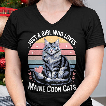 Cat Love Shirt, Funny Cat Lover Gift UnisexT-Shirt/Hoodie/Sweatshirt HLT00 - Just a Girl who Loves Maine Coon Cats T-Shirt